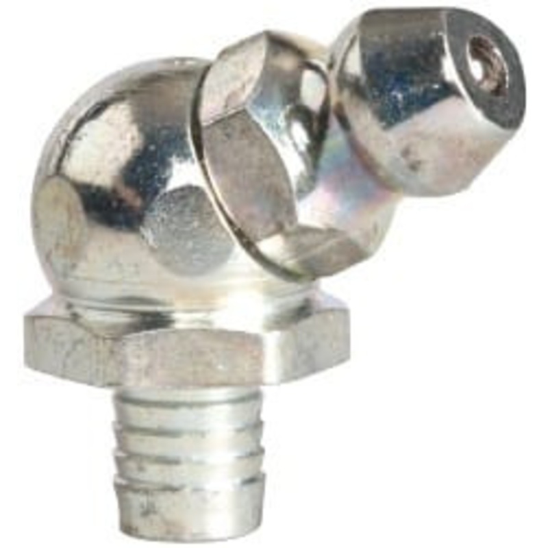 Alemite 65 Head Angle, Nickel/Copper Drive-In Grease Fitting 45/64 Overall Height, 7/32 Shank Length, Zinc Plated Finish 1646-B1 – 03244621