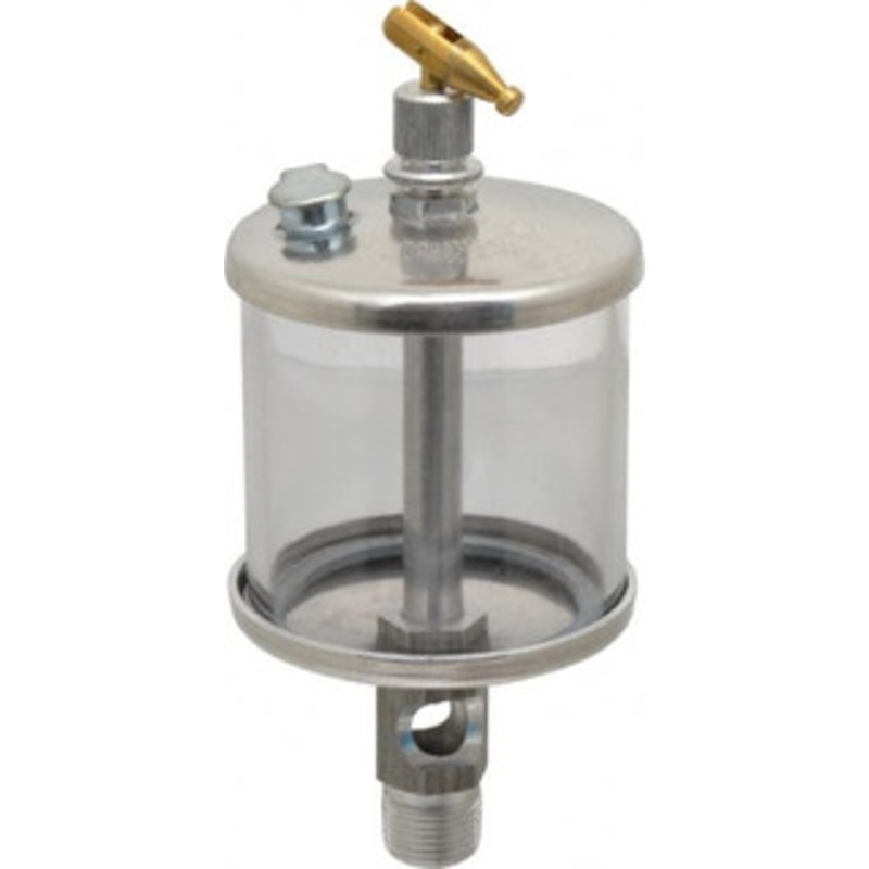 LDI Industries 1 Outlet, Polymer Bowl, 147.9 mL Manual-Adjustable Oil Reservoir 3/8 NPTF Outlet, 2-1/2 Diam x 6-3/8 High, 71.11C Max RDF105-03 – 03239969