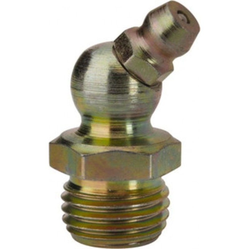 PROLUBE 45 Head Angle, 1/4-18 NPT Steel Standard Grease Fitting 9/16 Hex, 29.74mm Overall Height, 9.27mm Shank Length, Zinc Plated Finish GFT/1-4/18/45/S – 45432762