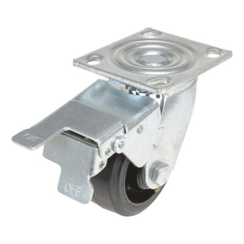 Rubber Swivel With Total Brake Caster 4 x 2in Width 396lb, Blk