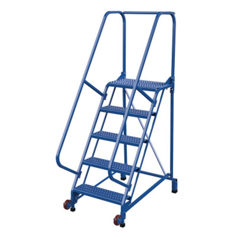 Tip-N-Roll Ladder, Grip Strut, 5-Step, 58in