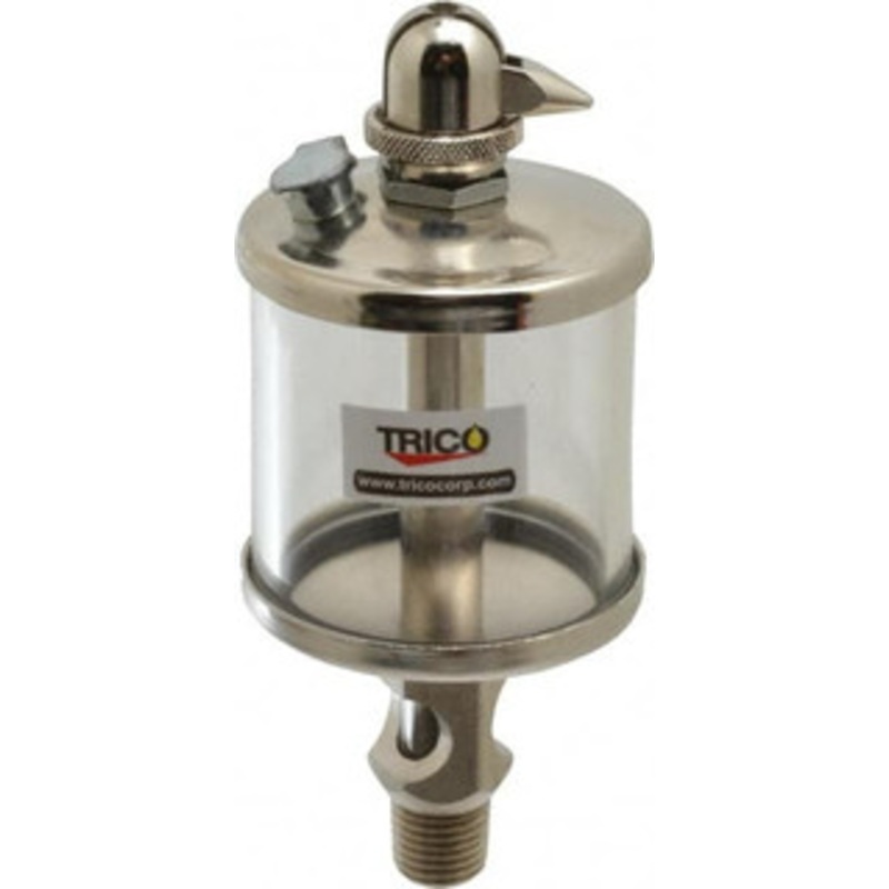 Trico 1 Outlet, Glass Bowl, 2.5 Ounce Manual-Adjustable Oil Reservoir 1/4 NPT Outlet, 2-1/8 Diam x 5-7/16 High 37014 – 09419482