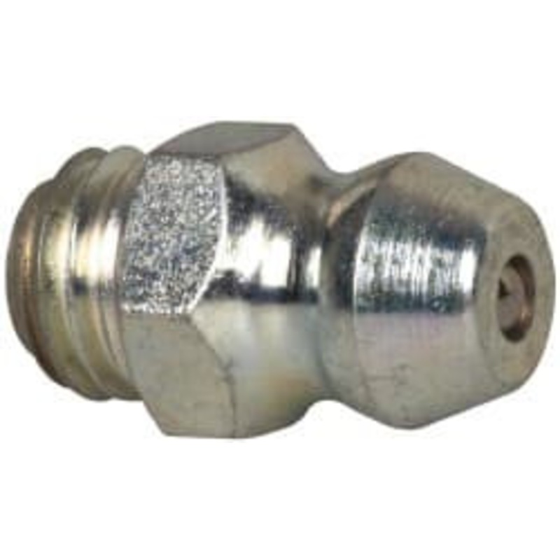 Alemite Straight Head Angle, 1/4-28 UNF-2A Nickel/Copper Standard Grease Fitting 9/32 Hex, 33/64 Overall Height, 5/32 Shank Length, Zinc Plated Finish 1792-B – 03245107