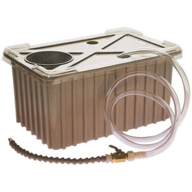 Little Giant 5 Gallon Tank Capacity, 1/4 Nozzle Diam, 6 ft. Coolant Line, Polyethylene Tank, Flexible Nozzle, Flood Coolant System 16-9/16 Tank Length x 10-15/16 Tank Width x 8 Tank Height, Pump not Included 560040 – 09409020