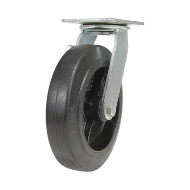 Rubber Swivel Caster, 8in x 2in Width 551 lb., Black