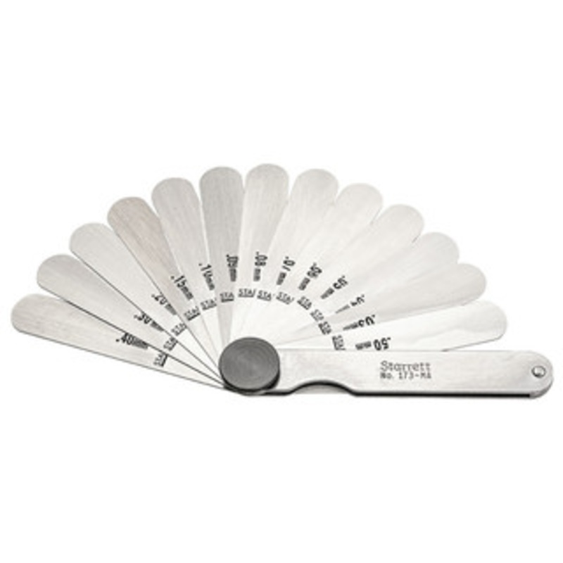 Starrett Metric Thickness Gage 173MA, 13 Straight Leaves, 0.03 to 0.5mm Range – 11-465-2
