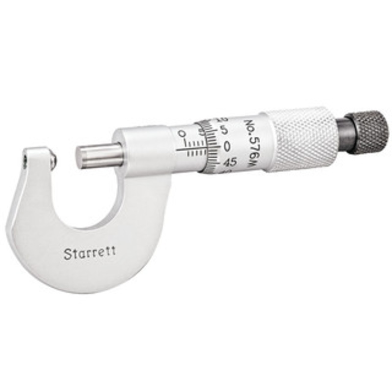 Starrett Rounded Anvil Micrometer, Ratched Thimble, 0-13mm, EDP 66442 – 576MXR