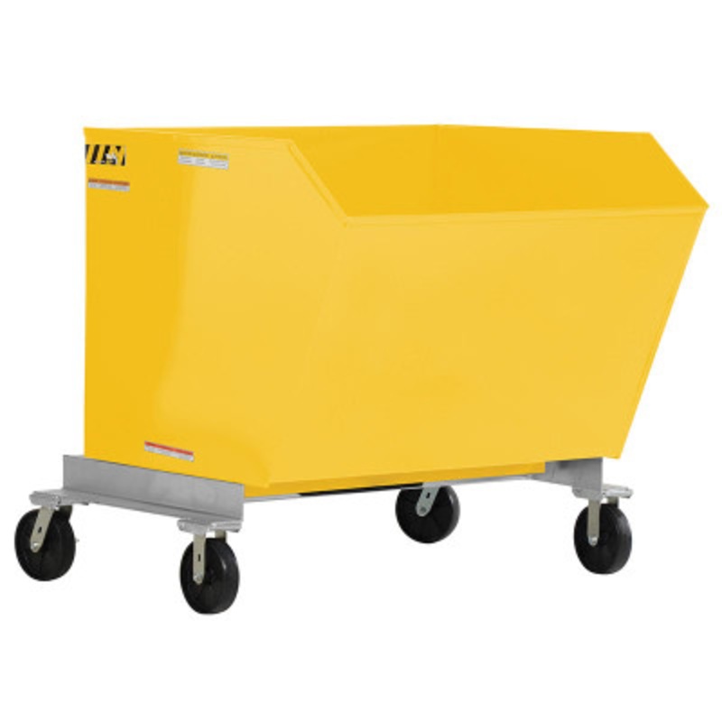Steel Portable Tilting Hopper, 1-1/2 Cu Yd, 2,000 lb., Yellow