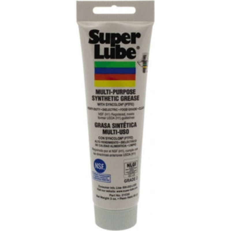 Synco Chemical Super Lube 3 oz Tube Synthetic General Purpose Grease Translucent White, Food Grade, 450F Max Temp, NLGIG 2, 21030 – 00257006