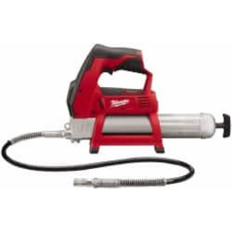 Milwaukee 8,000 Max psi, Flexible Battery-Operated Grease Gun 14 oz (Cartridge) & 16 oz (Bulk) Capacity, 1/8 Thread Outlet, 3-Way, Bulk, Cartridge & Suction Fill, Includes Grease Coupler 2446-20 – 58751561