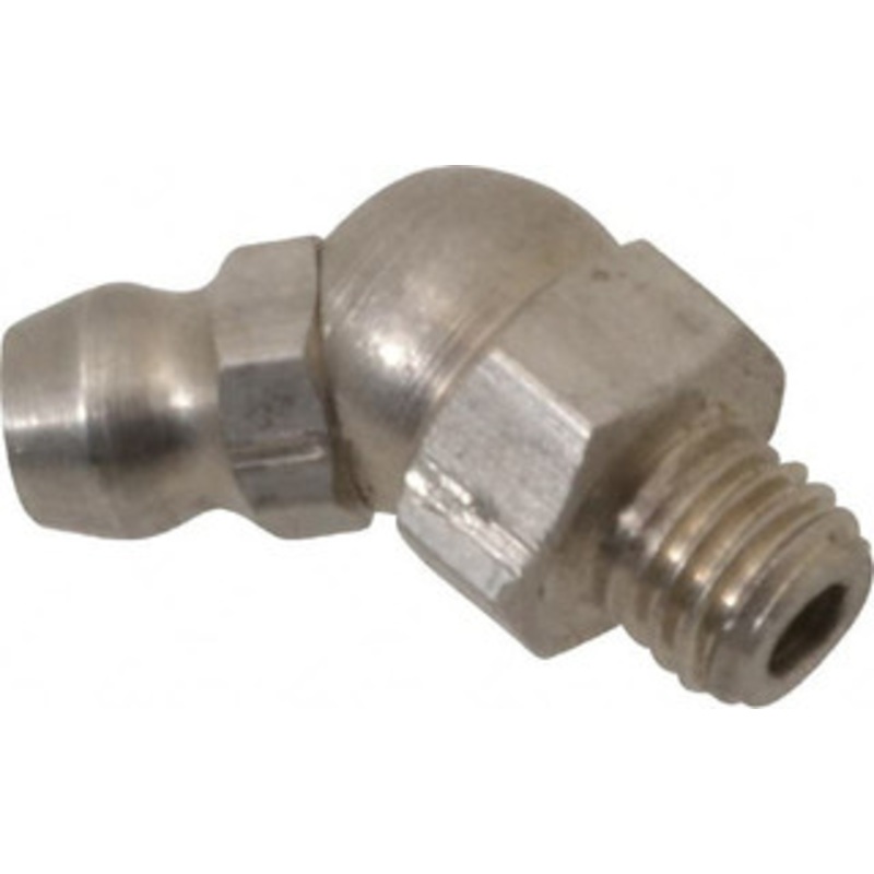 PROLUBE 45 Head Angle, 1/4-28 PTF Stainless Steel Standard Grease Fitting 3/8 Hex, 20.8mm Overall Height, 5.1mm Shank Length, Zinc Plated Finish GFTSS1-42845-10 – 62088125