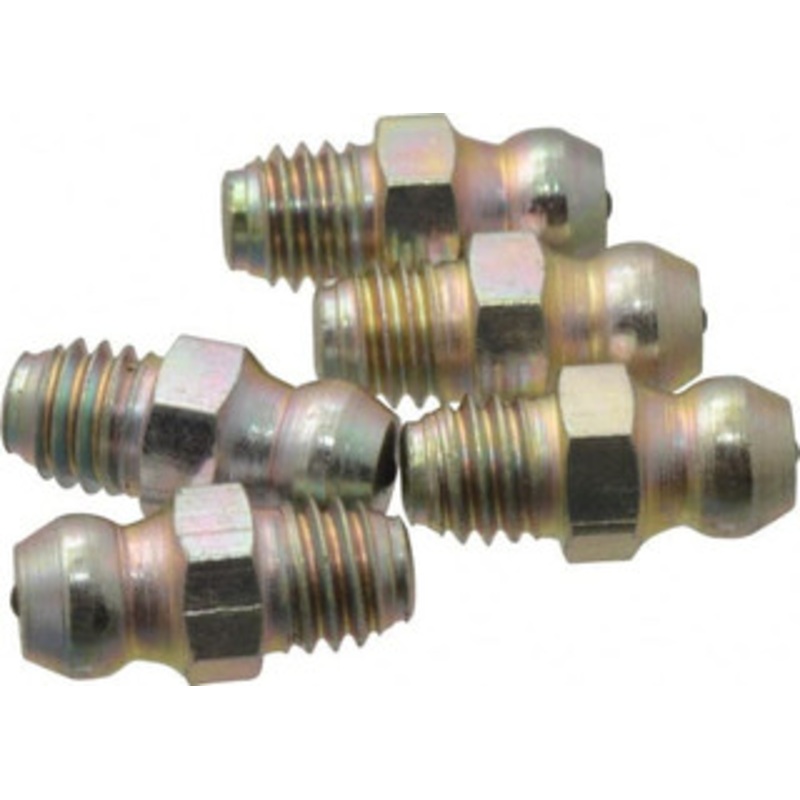 PROLUBE Straight Head Angle, M6x1.0 Metric Steel Standard Grease Fitting 7mm Hex, 16mm Overall Height, 5.5mm Shank Length, Zinc Plated Finish GFT/6/1/ST-5 – 08060865