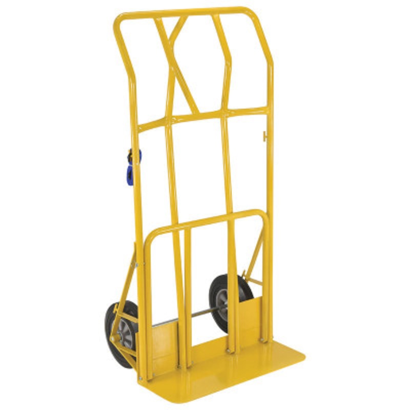 Steel Hand Truck, Wide Load, Hard Rubber Wheels, 800 lb., Yellow