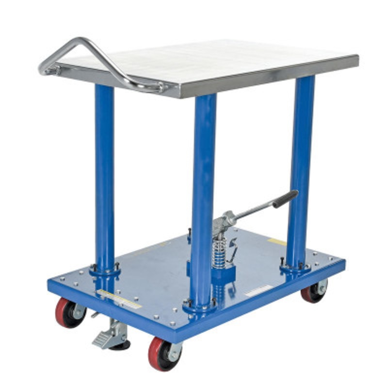 Steel Hydraulic Post Table, 24in x 36in, 2000 lb., Blue
