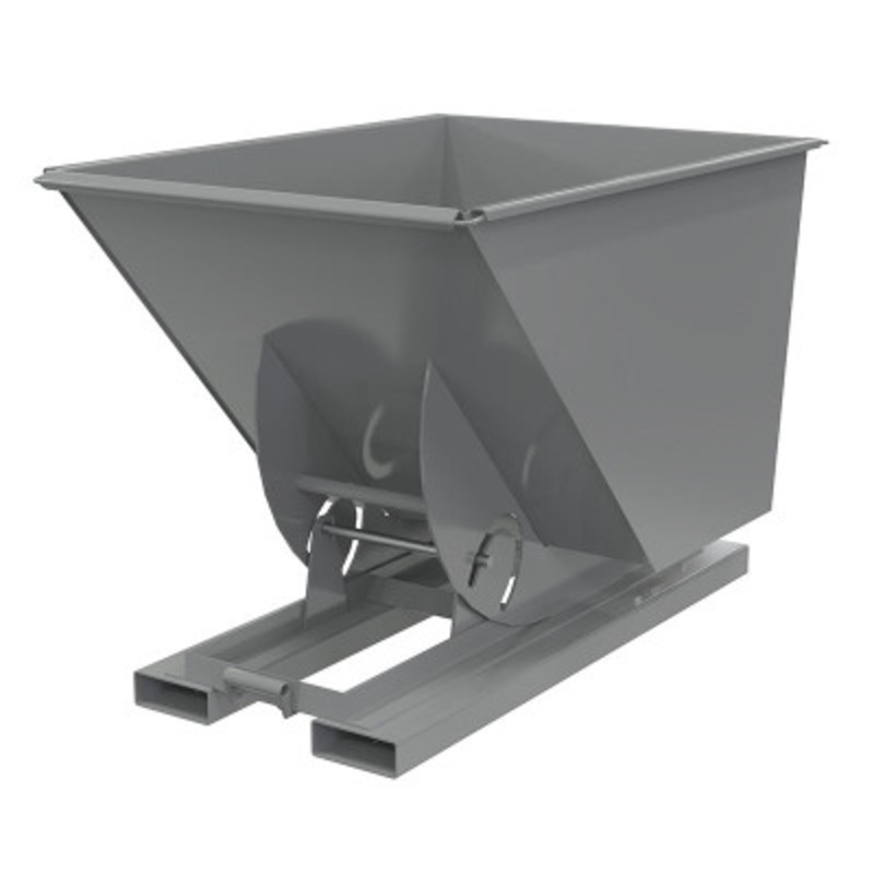 Steel Light Duty No Bump and Dump Hopper, 1 Cu Yd, 2000 lb., Gray