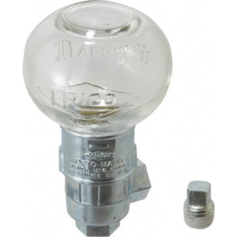 Trico 1 Outlet, Glass Bowl, 2.5 Ounce Constant-Level Oil Reservoir 1/4 NPT Outlet, 2-1/2 Diam x 4-1/4 High 30002 – 09419029