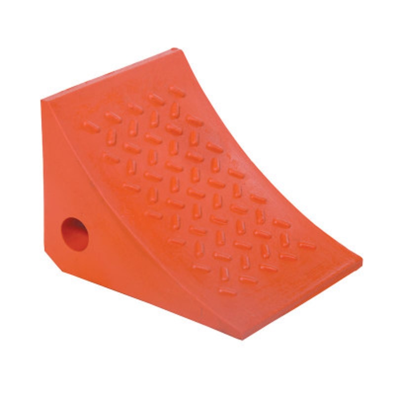 Urethane Mini Wheel Chock, 8 x 7 x 6in 15 Ton Capacity, Orange