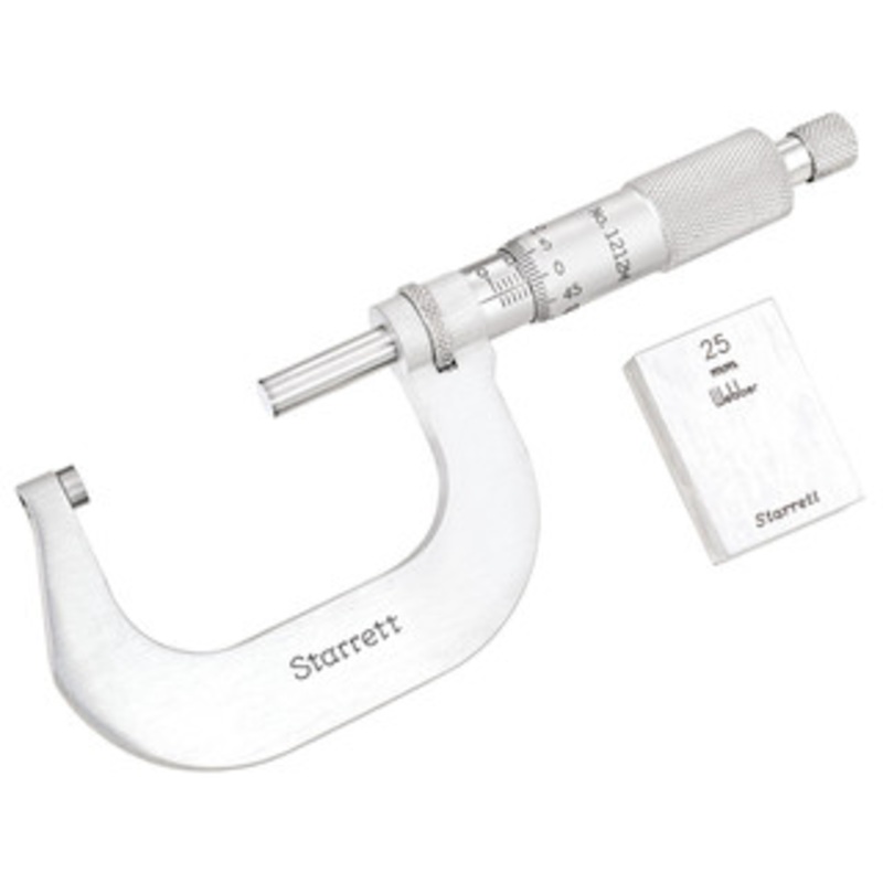 Starrett Rachet Thimble Outside Micrometer, 25-50mm, EDP 64264 – V1212MXRL