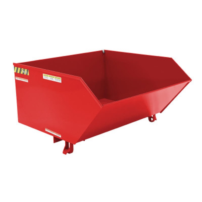 Steel Low Profile Self Dumping Hopper, 1 Cu Yd, 4000 lb., Red