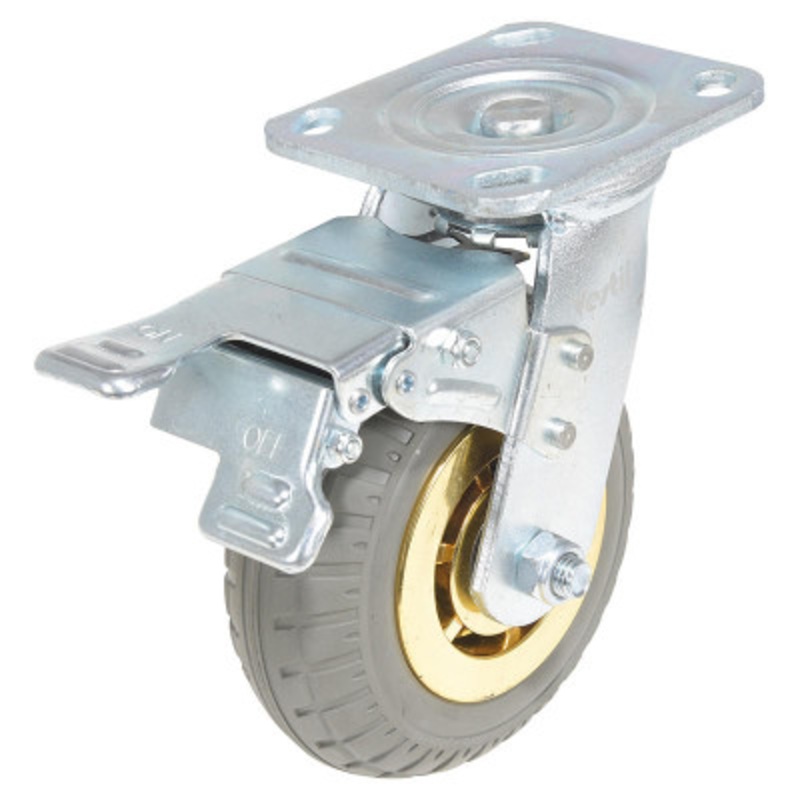 6X2 Flat-Free (Rubber) Swivelw/Tot Brake Caster