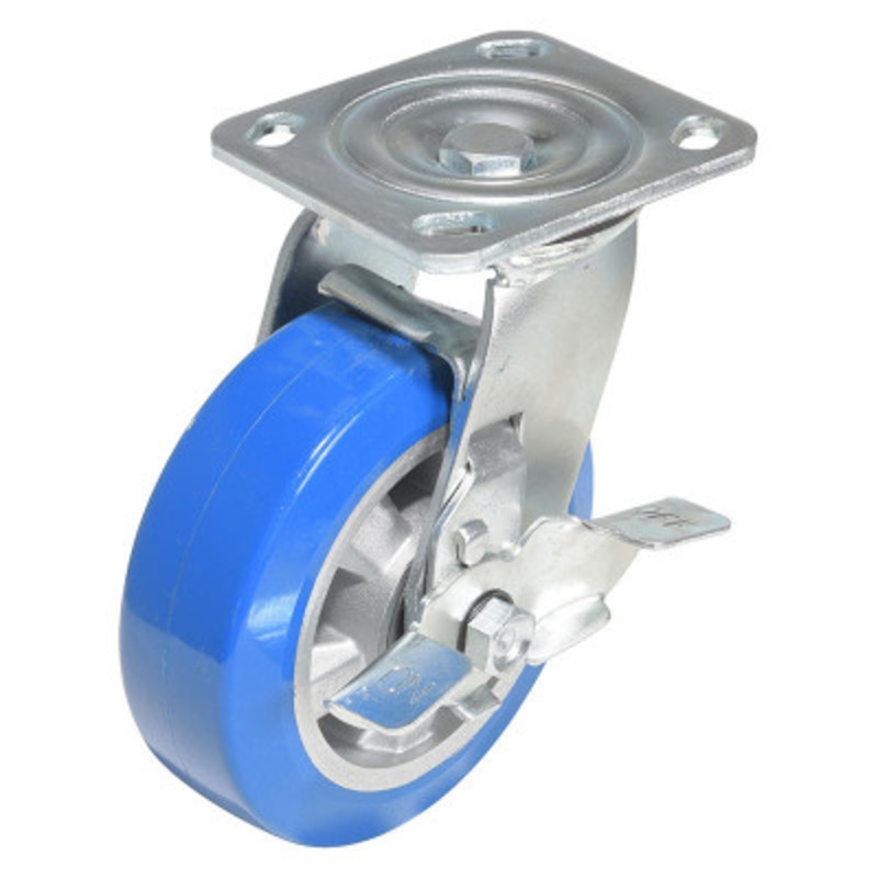 Ball BearingSwivel With Brake Caster 6 x 2in Width 661lb, Blue/Gray