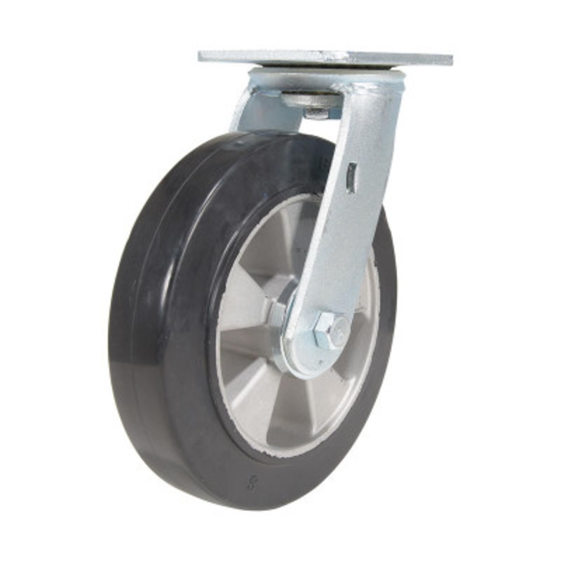 Rubber Swivel Caster, 8in x 2in Width 881 lb., Black/Gold