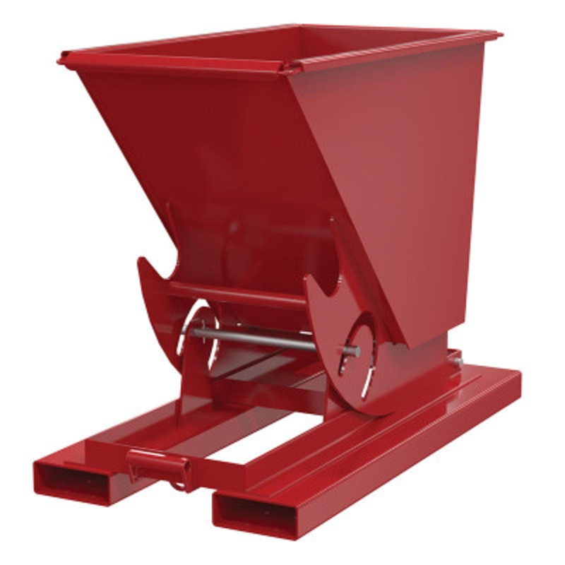 Steel No Bump and Dump Hopper, 1/3 Cu Yd, 2000 lb., Red