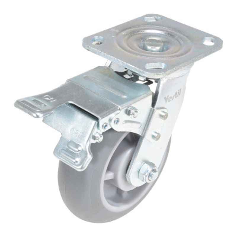 Swivel With Total Brake Caster 6 x 2in Width 639lb, Light, Gray