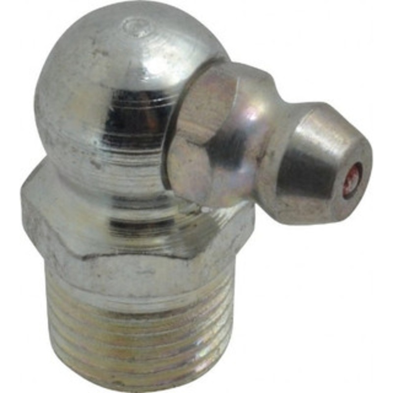 Alemite 90 Head Angle, 1/8 PTF Steel Standard Grease Fitting 7/16 Hex, 27/32 Overall Height, 19/64 Shank Length, 10,000 Operating psi, Zinc Plated Finish 1613-B – 03244456