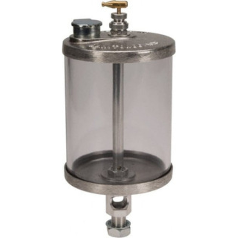 LDI Industries 1 Outlet, Polymer Bowl, 0.95 L Manual-Adjustable Oil Reservoir 5/8-18 UNF Outlet, 4-1/4 Diam x 9-3/8 High, 71.11C Max RDF110-08 – 03240256