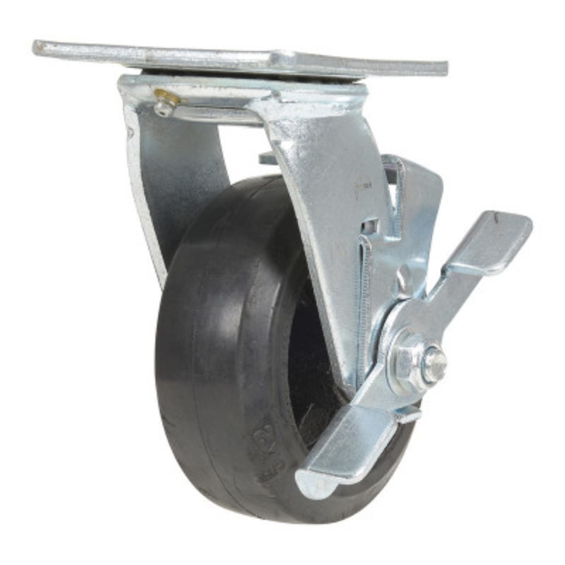 Rubber Swivel With Brake Caster 5 x 2in Width 440lb, Dark, Blk