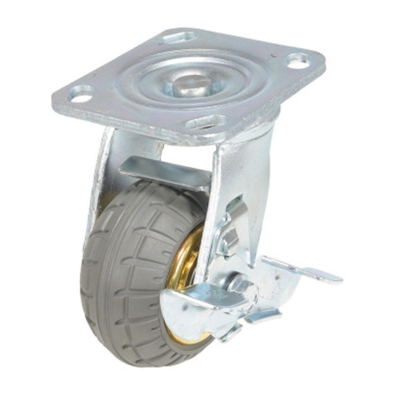 4X2 Flat-Free (Rubber) Swivel  W/Brake Caster
