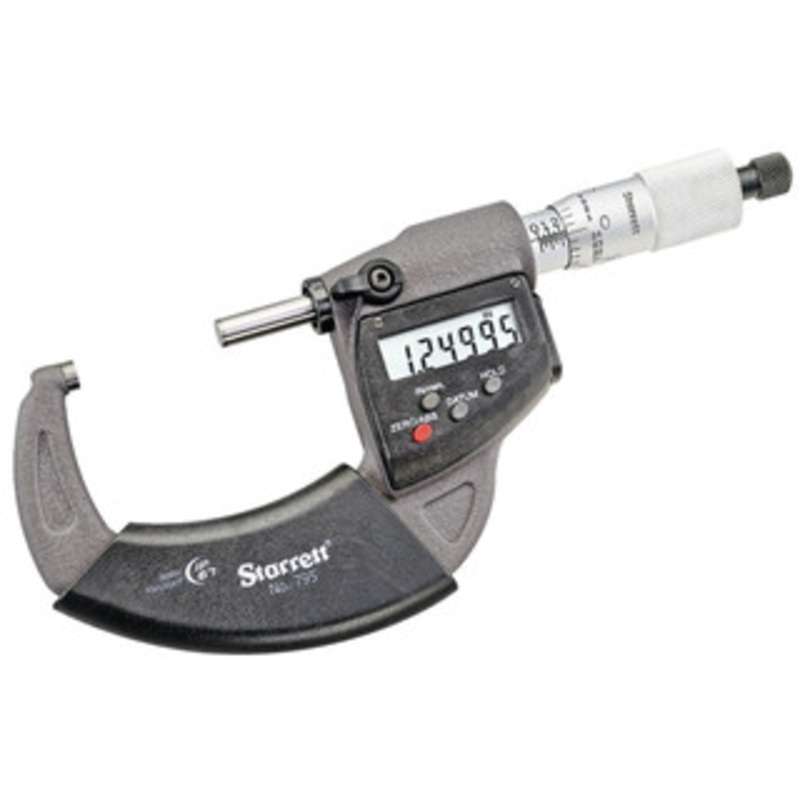 Starrett Electronic Micrometer, 1-2 w/ Ratchet Thimble, with Data Output – 795XRL-2