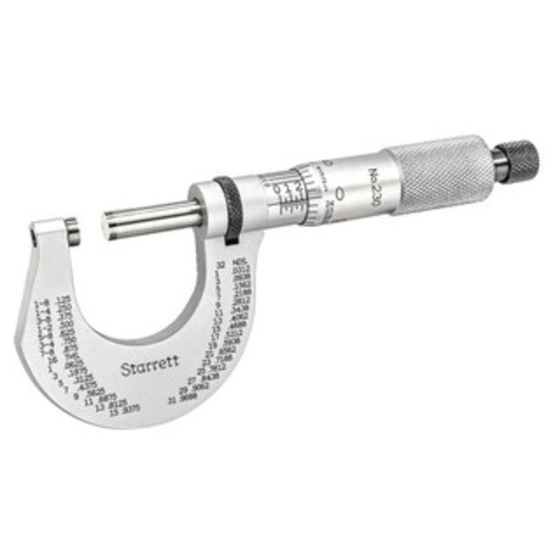 Starrett Outside Micrometer, 0-1 EDP 64401 – T230XRL-SLC