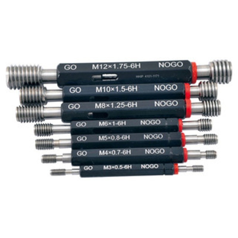 Precise 7 Piece H6 Go-Nogo Metric Thread Plug Gage Set With Handle – 4101-1171