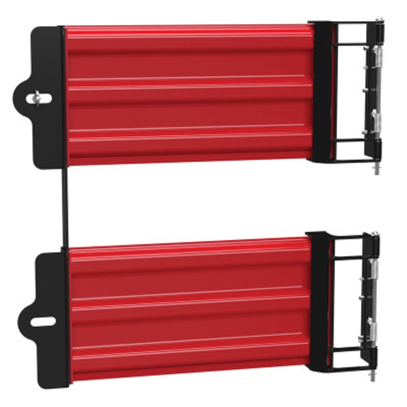 Steel 3-Ribbed Guard Rail, Spring Gate 29.875in Length, Red