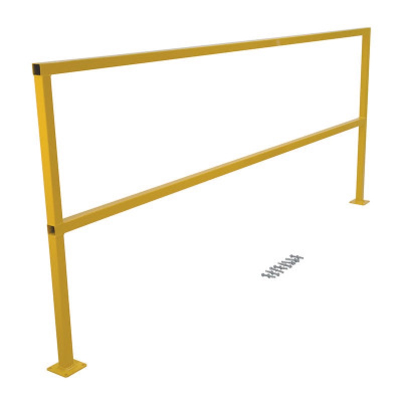Steel Safety Handrail with Hardware, 98-1/2 x 4 x 42in, Yellow