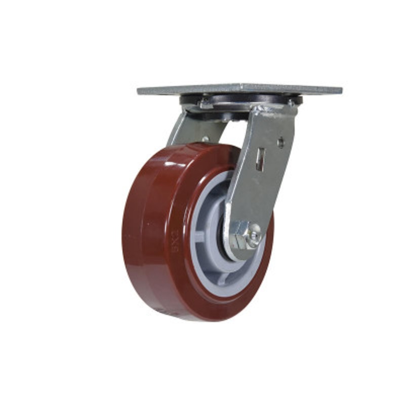 Swivel Caster, 5in x 2in Width, 700 lb., Maroon/Gray