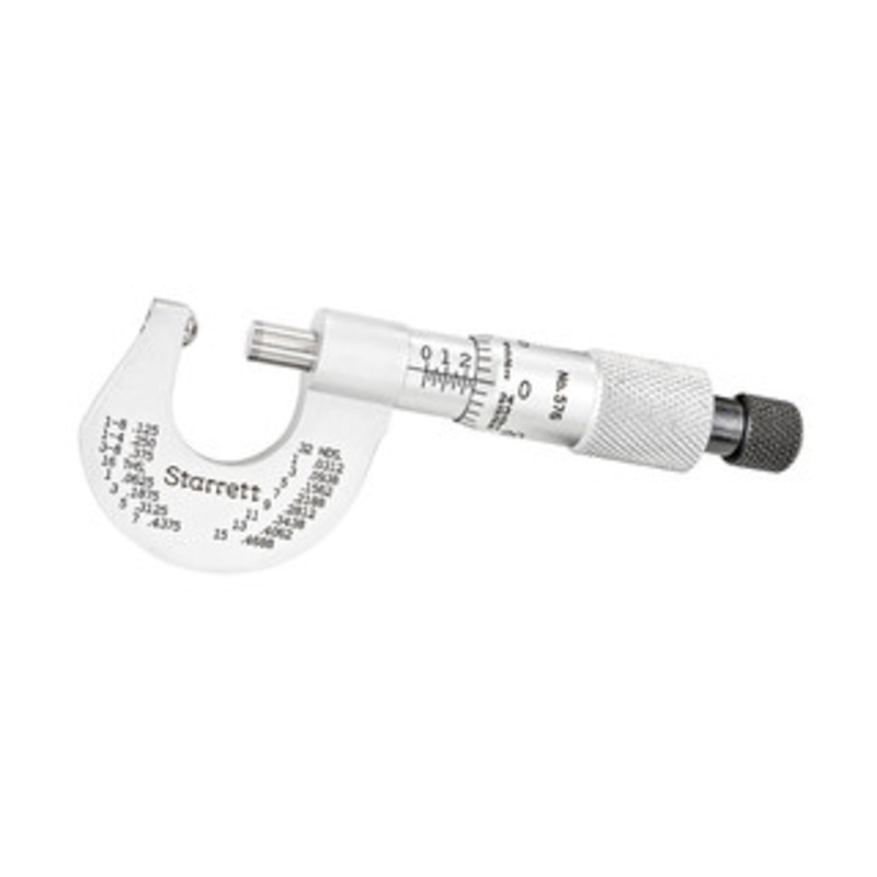 Starrett Rounded Anvil Micrometer, 0-1/2, EDP 66441 – 576XR