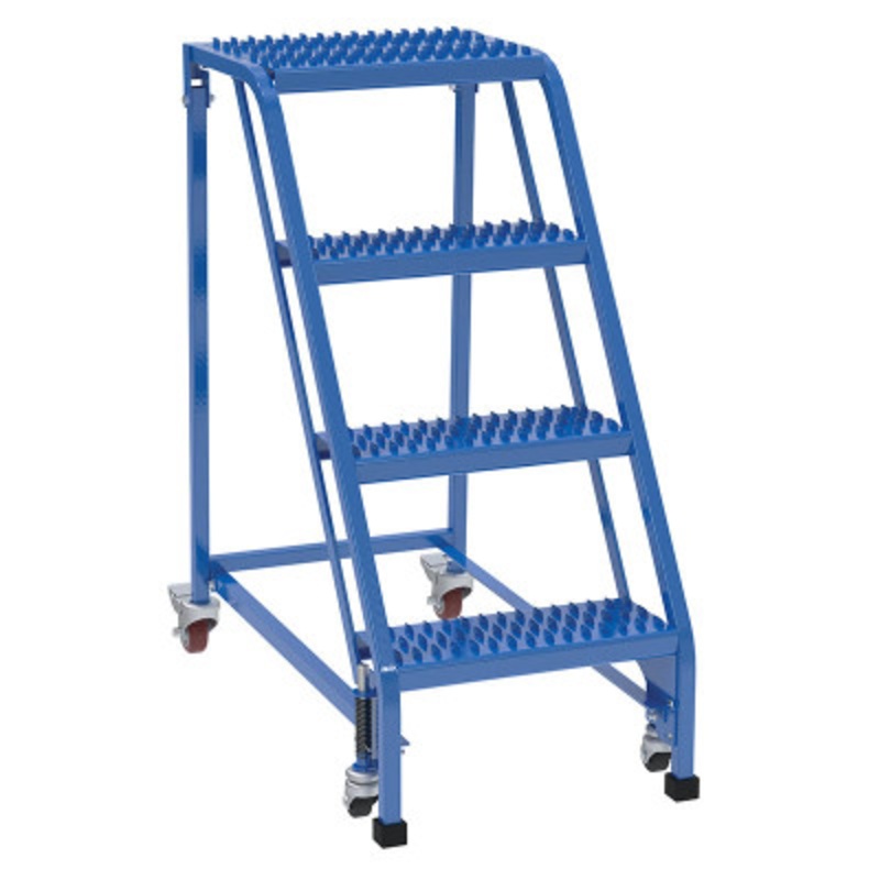 Slope Ladder, 58 Degree, 4 Grip Strut, 16-13/16in Step, Blue