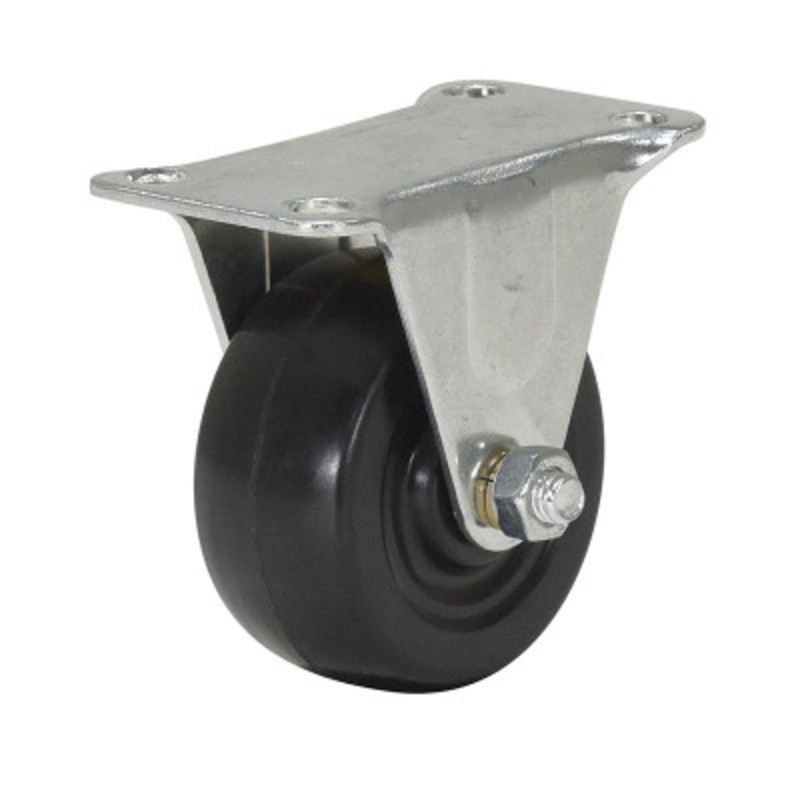 Rubber Rigid Caster, 2in Diameter x 1in Width 125 lb., Black