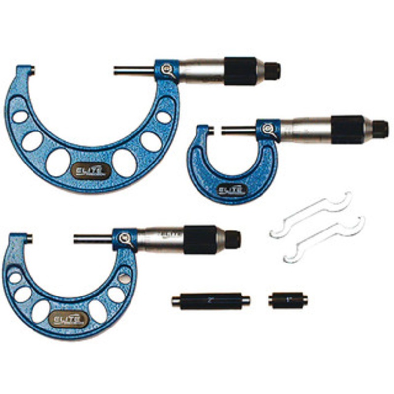 Elite Precision 3 Piece Outside Micrometer Set, 0-3 Range – E03RFS