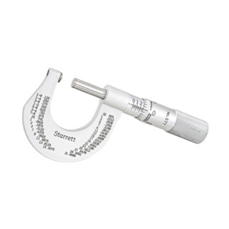 Starrett Rounded Anvil Micrometer, 0-1, EDP 66443 – 577XP