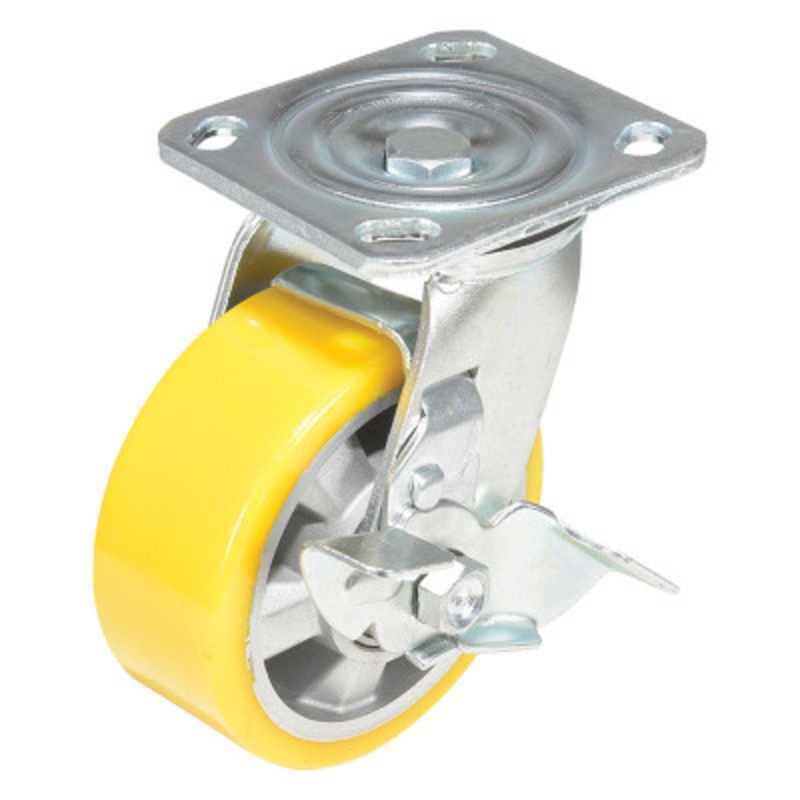 Swivel, With Brake Caster 5 x 2in Width 595 lb., Yellow/Gray