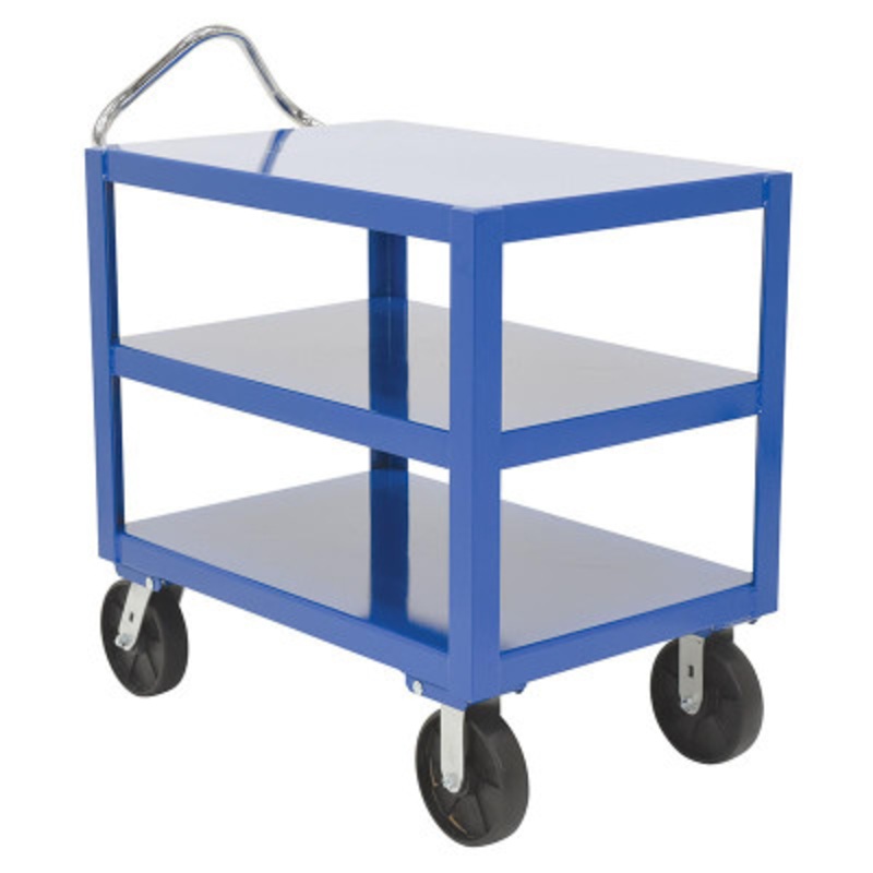 3 Shelf Ergo Handle Cart with Casters, 24 x 36in, 4000 lb., Blue