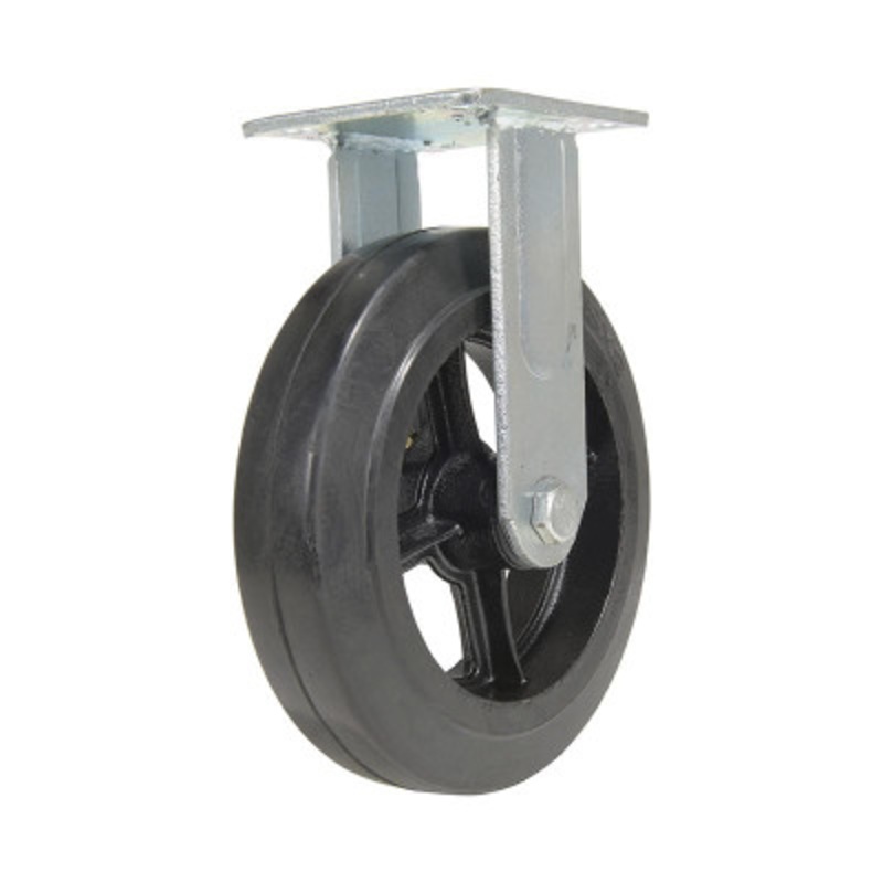 Rubber Rigid Caster, 8in Diameter x 2in Width 551 lb., Black