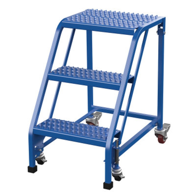 Slope Ladder, 58 Deg, 3 Grip Strut, 16-13/16in Step Width, Blue