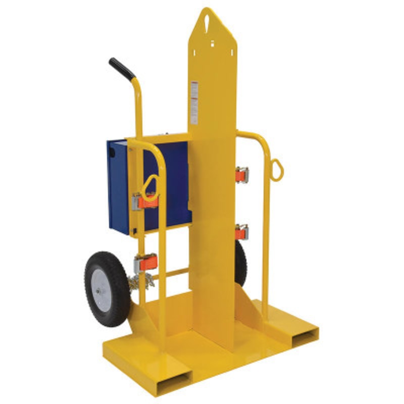 Welding Cylinder Torch Cart, 34-3/8 x 40-1/4 x 66-3/8in, Yellow