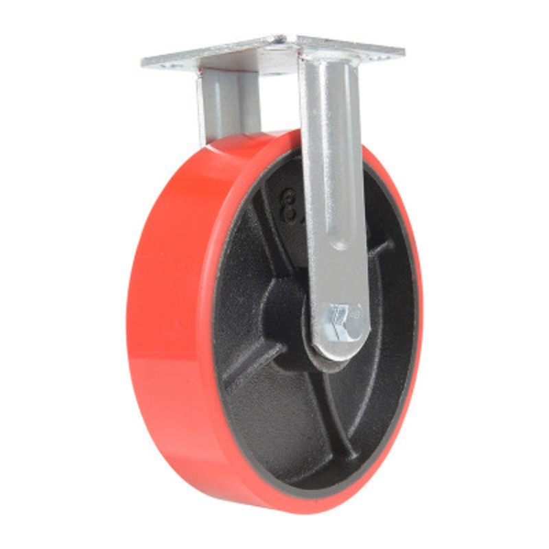 Rigid Caster, 8in Diameter x 2in Width 1474 lb., Red/Black