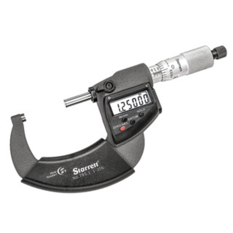 Starrett Electronic Micrometer, 1-2 w/ Ratchet Thimble, with Data Output – 795.1XRL-2